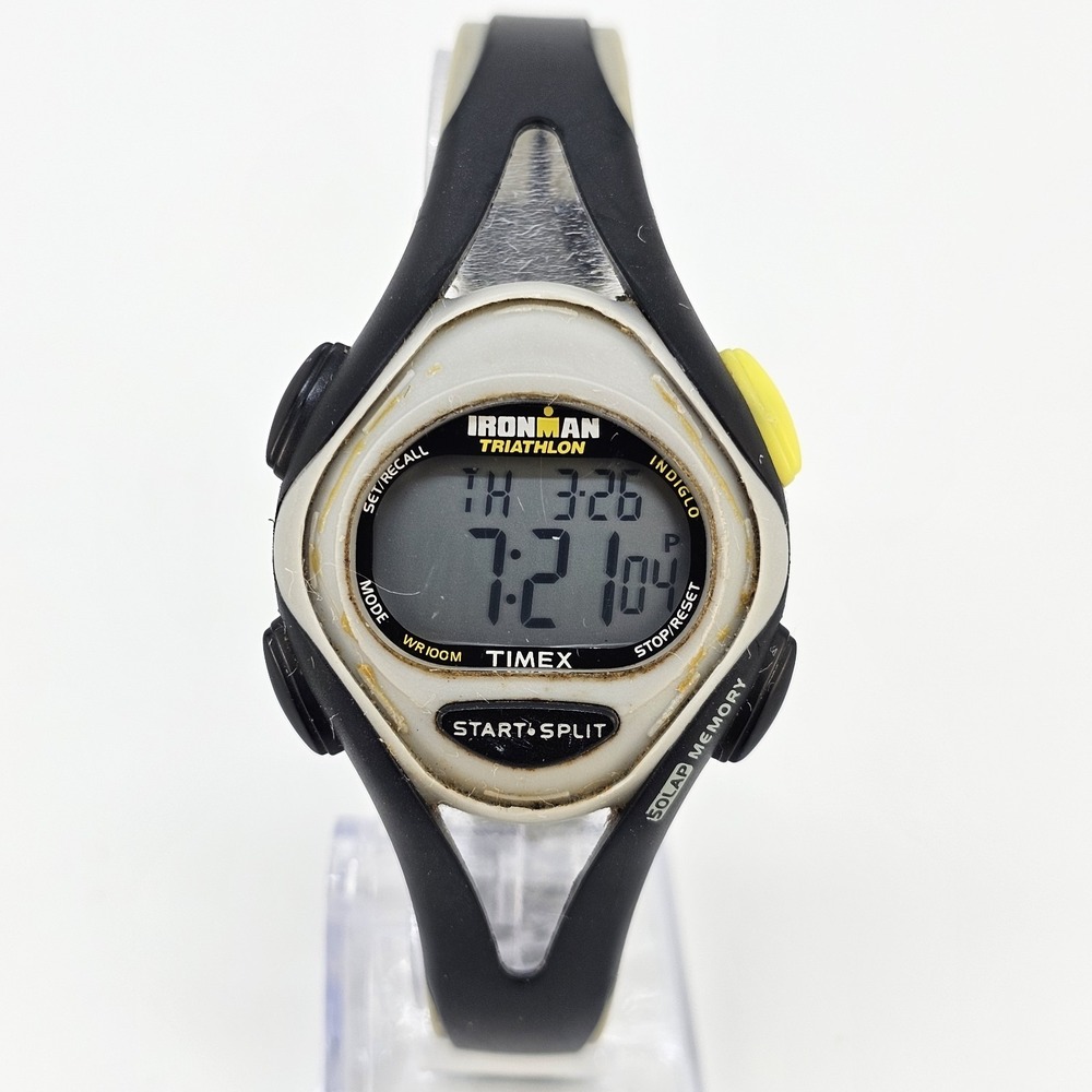 Timex Ironman 892 Watch Women 34MM Black Gray Plastic Bands NEW Battery READ